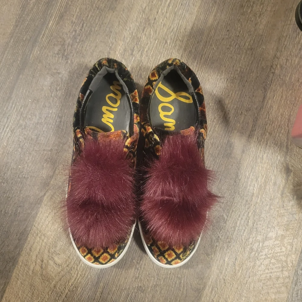 Sam Edelman Velvet & Fur Sneakers | Size 7.5